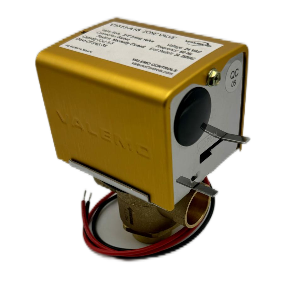 CASE of (12) V3313-A1S Motorized Zone Valve, 3-way, 3/4" Sweat, 24 VAC with End Switch