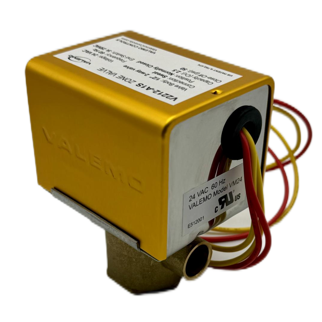 CASE of (12) V2212-A1S Motorized Zone Valve, 2-way, 1/2" Sweat, 24 VAC with End Switch