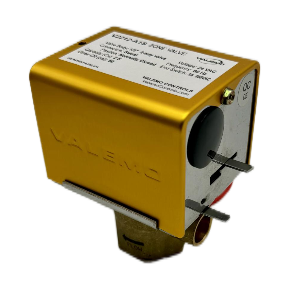 CASE of (12) V2212-A1S Motorized Zone Valve, 2-way, 1/2" Sweat, 24 VAC with End Switch
