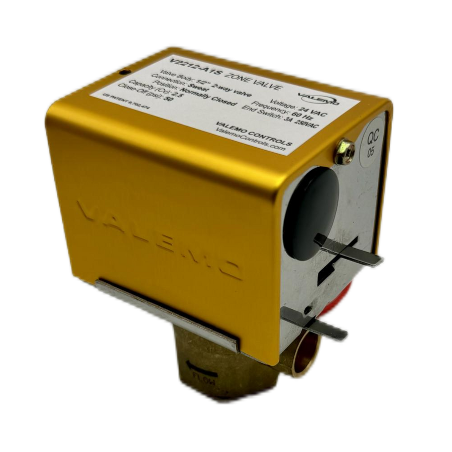 CASE of (12) V2212-A1S Motorized Zone Valve, 2-way, 1/2" Sweat, 24 VAC with End Switch