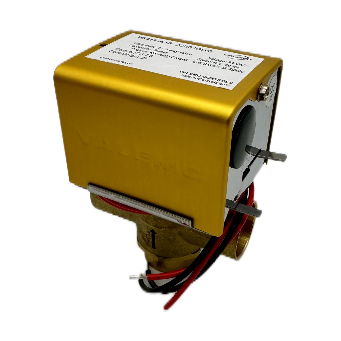 CASE of (12) V3417-A1S Motorized Zone Valve, 3-way, 1" Sweat, 24 VAC with End Switch