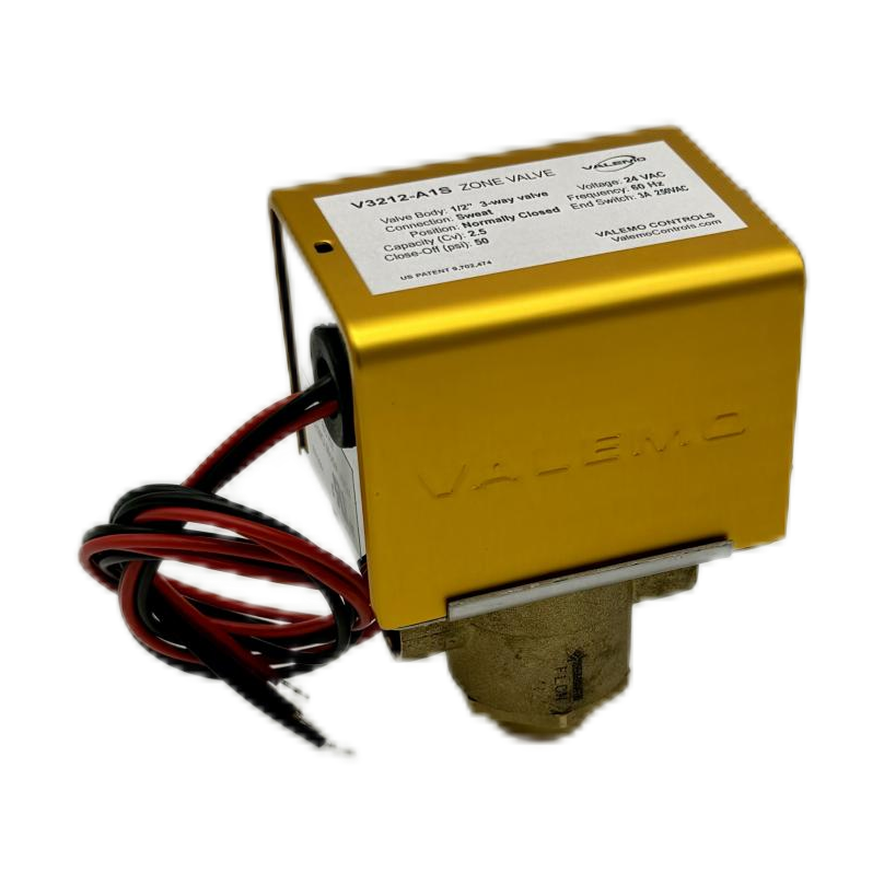 CASE of (12) V3212-A1S Motorized Zone Valve, 3-way, 1/2" Sweat, 24 VAC with End Switch