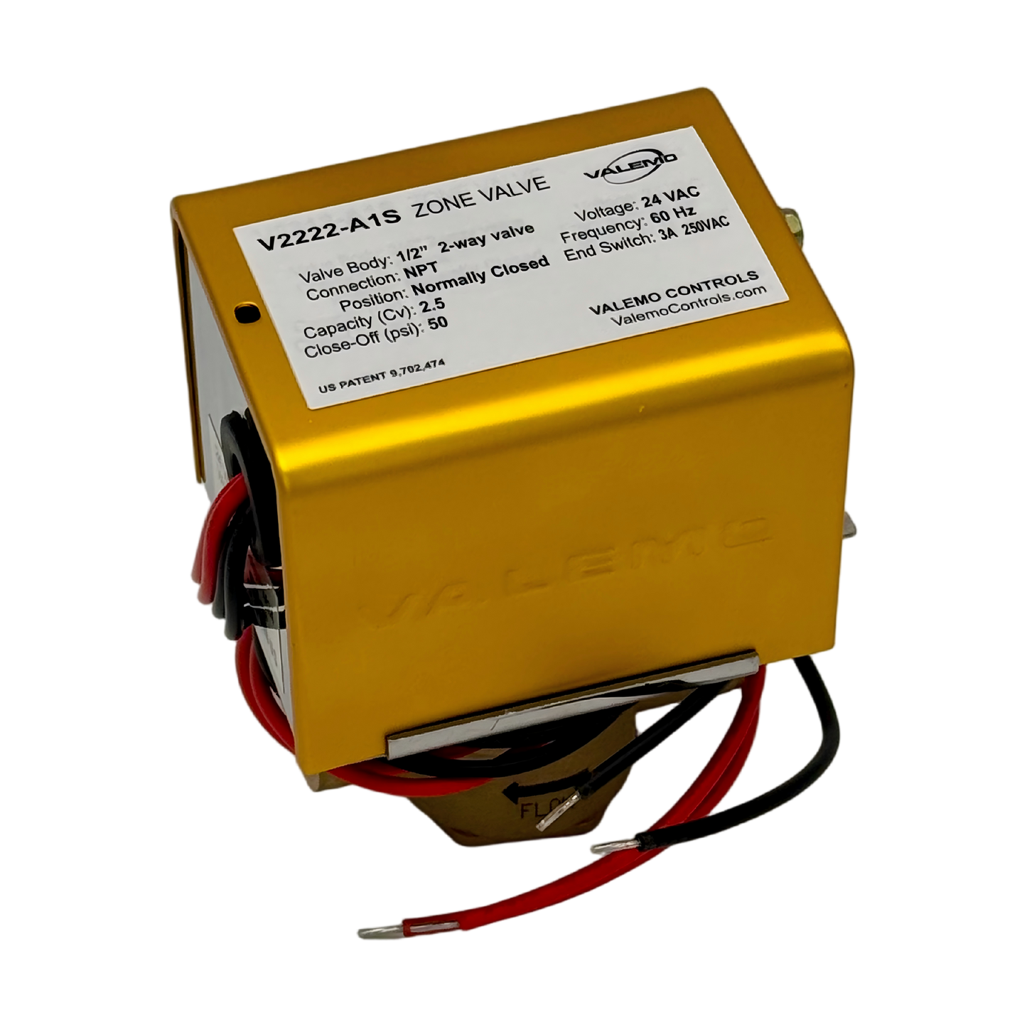 CASE of (12) V2222-A1S Motorized Zone Valve, 2-way, 1/2" NPT, 24 VAC with End Switch