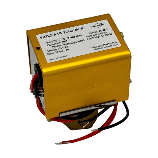 CASE of (12) V2222-A1S Motorized Zone Valve, 2-way, 1/2" NPT, 24 VAC with End Switch