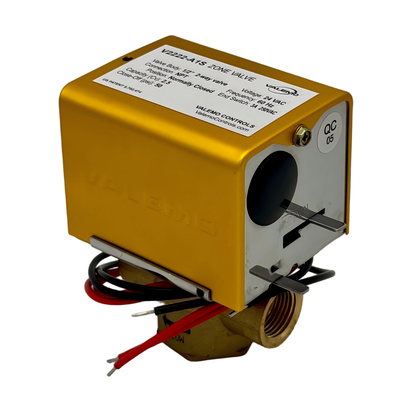 CASE of (12) V2222-A1S Motorized Zone Valve, 2-way, 1/2" NPT, 24 VAC with End Switch